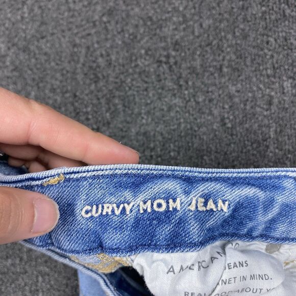 American Eagle Curvy Mom Jeans Raw Hem Light Wash Blue Women’s Size 0 Regular - Picture 4 of 7